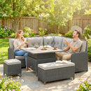 Outsunny 6 PCs Rattan Garden Furniture Sectional Corner Sofa, Dark Grey
