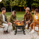 Outsunny Outdoor Fire Pit, Wood Burner with Screen and Poker, Black