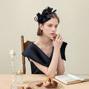 Black Vintage Satin Fascinator With Headband