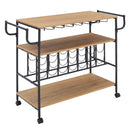 Metallic Rolling Serving Bar Cart With Wine Rack
