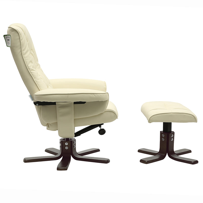 Livingandhome Upholstered Swivel Recliner Chair with Ottoman