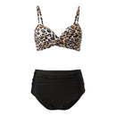 High-waisted Two-Piece Swimsuit Set Black Leopard