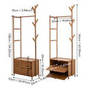 Livingandhome 52cm Multi-functional Wooden Coat Rack with Storage Drawers
