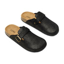 Closed-Toe Slip-On Mules Sandals - Black Shimmer