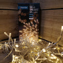 10m Battery Operated Christmas String Lights with 100 Warm White LEDs on Clear Cable