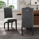 Livingandhome Set of 2 Grey Velvet High Back Dinning Chair