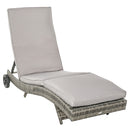 Outsunny Outdoor Rattan Sun Lounger With Reclining Back, Wheels