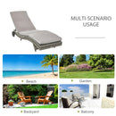 Outsunny Outdoor Rattan Sun Lounger With Reclining Back, Wheels