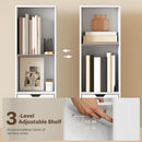 HOMCOM Narrow Bookshelf with Drawer, Tall Bookcase for Living Room, White