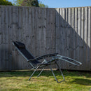 Set of 2 Multi Position Zero Gravity Relaxer Chair Sun Lounger in Black & Silver