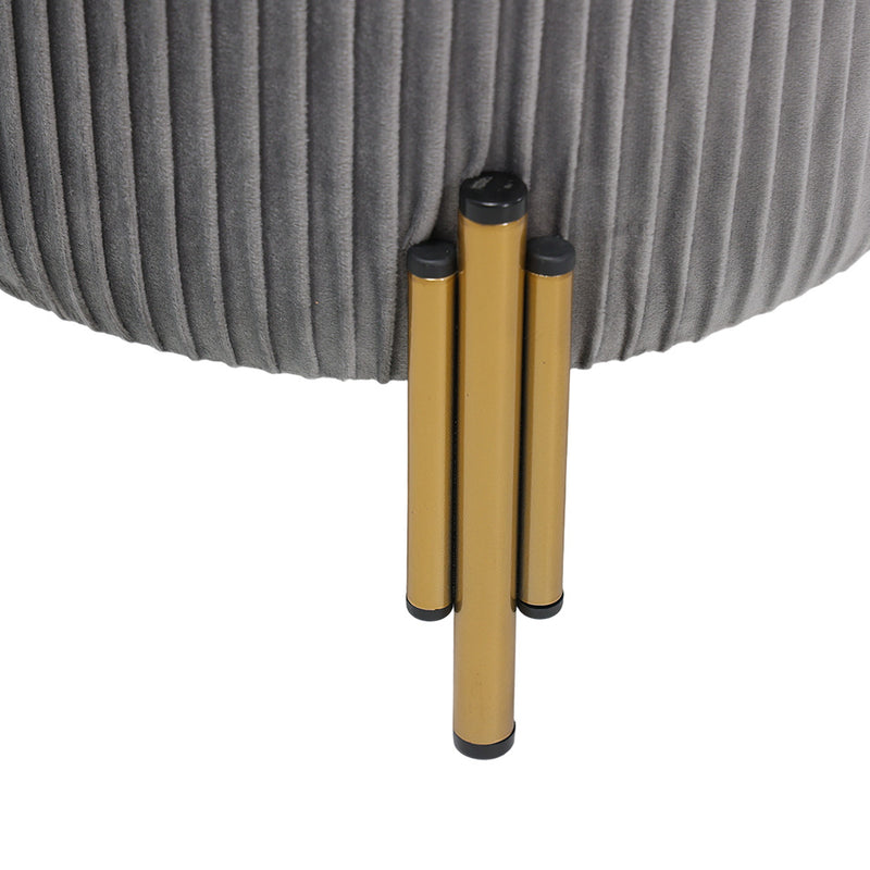 Livingandhome Modern Pleated Storage Ottoman with Metal Base