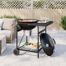 Breeins Outdoor Round Charcoal Grill with Side Table