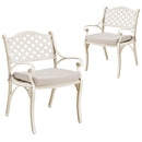 Breeins 5 Piece Cast Aluminium Garden Bistro Set With Cushions - 4 Seater Outdoor Patio Table & Chairs With Parasol Hole - Off White
