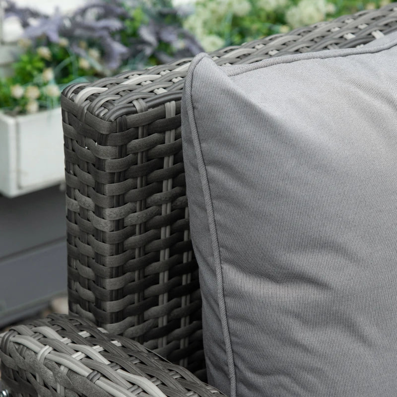 Outsunny Rattan Sofa Set with Table 3 Piece 1.8m- Grey