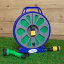 15m Flat Garden Hose Pipe with Spray Nozzle and Wind up Storage Reel