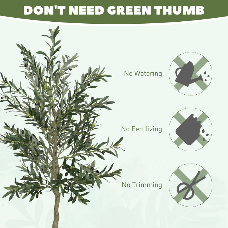 HOMCOM Indoor Artificial Plant, Faux Potted Silk Olive Tree