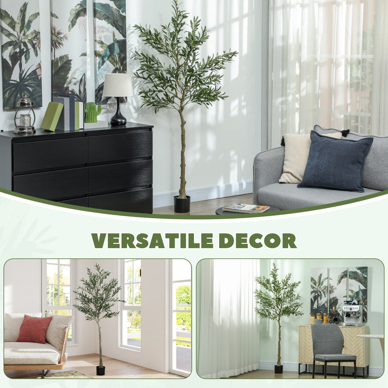 HOMCOM Indoor Artificial Plant, Faux Potted Silk Olive Tree