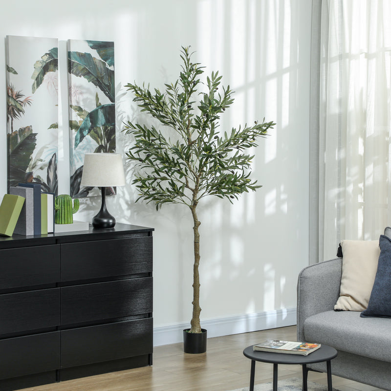 HOMCOM Indoor Artificial Plant, Faux Potted Silk Olive Tree