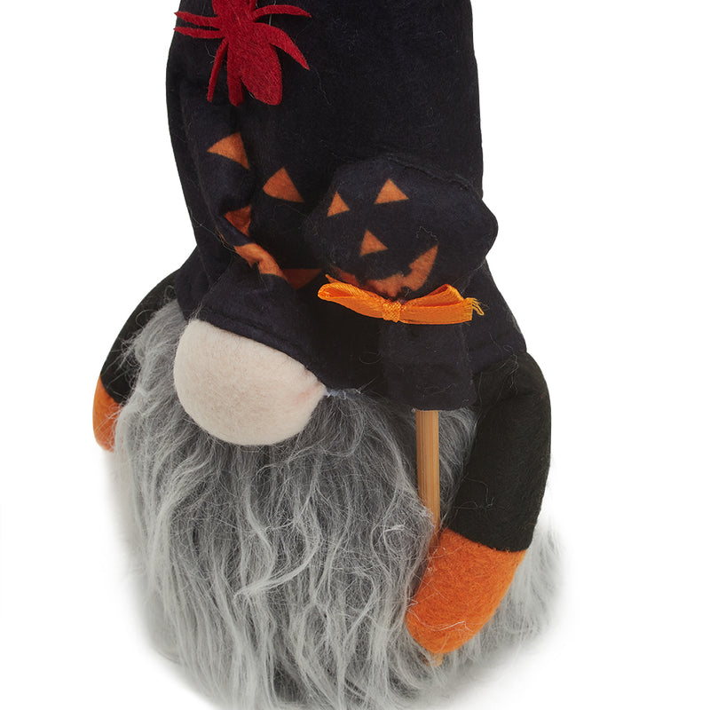 Black Halloween LED Plush Gnome with Cane