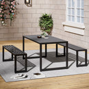 Breeins Patio Table Bench Set with Parasol Hole