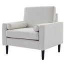 Livingandhome Beige Linen Mid-Century Armchair
