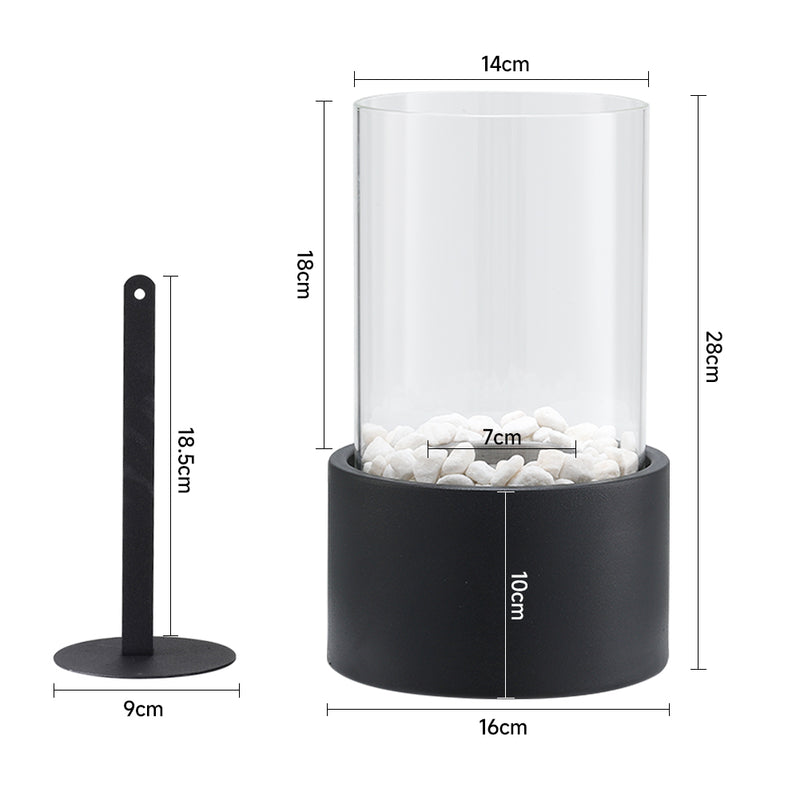 Round Freestanding Tabletop Ventless Ethanol Fireplace with Glass Screen