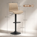 HOMCOM Barstools Set Of 2, Adjustable Dining Stool With Footrest And Backrest
