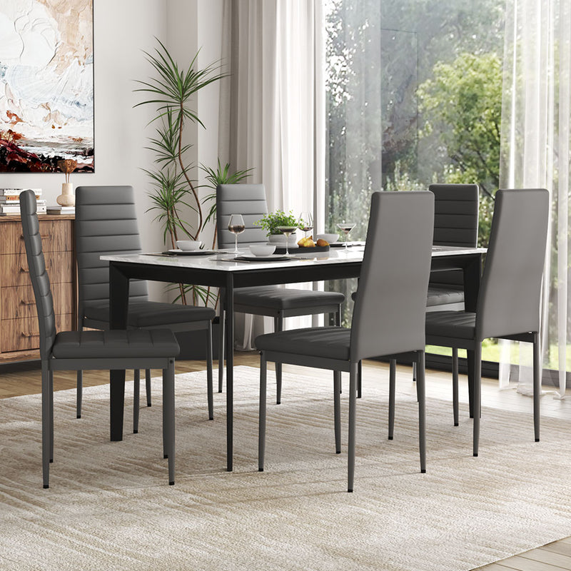 Livingandhome Set of 6 Modern Faux Leather Armless High Back Dining Chairs