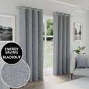 Enhanced Living Austin 100% Blackout, Thermal Grey Curtains with Eyelet Header - Pair