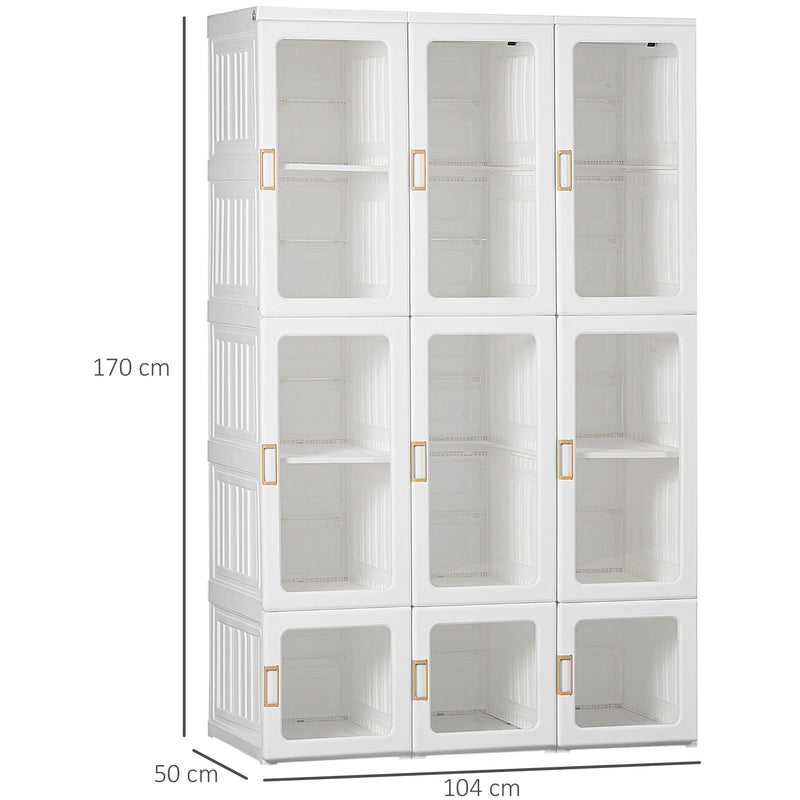 HOMCOM Portable Wardrobe, Clothes Organiser with Hanging Rods, White