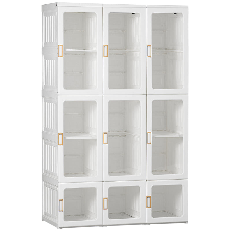 HOMCOM Portable Wardrobe, Clothes Organiser with Hanging Rods, White