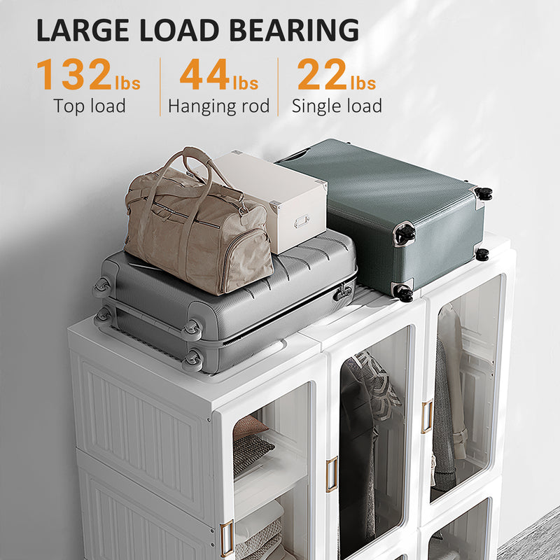 HOMCOM Portable Wardrobe, Clothes Organiser with Hanging Rods, White