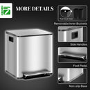 HOMCOM 2 x 15L Double Kitchen Bin, Pedal Bin Soft-Close Lid, Silver Tone