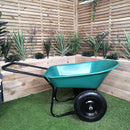 Heavy Duty 2 Wheel Outdoor Pneumatic Plastic Garden Wheelbarrow in Green