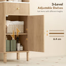 HOMCOM 168 cm Tall Bathroom Cabinet with Drawer and Adjustable Shelves, Oak