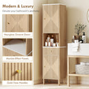 HOMCOM 168 cm Tall Bathroom Cabinet with Drawer and Adjustable Shelves, Oak