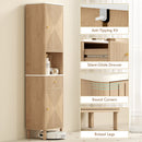 HOMCOM 168 cm Tall Bathroom Cabinet with Drawer and Adjustable Shelves, Oak