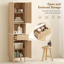 HOMCOM 168 cm Tall Bathroom Cabinet with Drawer and Adjustable Shelves, Oak