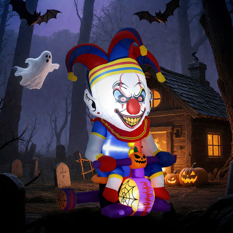 Outsunny 4ft Blow Up Outdoor Halloween Decoration, Clown on Bicycle