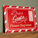29cm Red and White Dear Santa Stop Here Hanging Metal Sign Christmas Decoration
