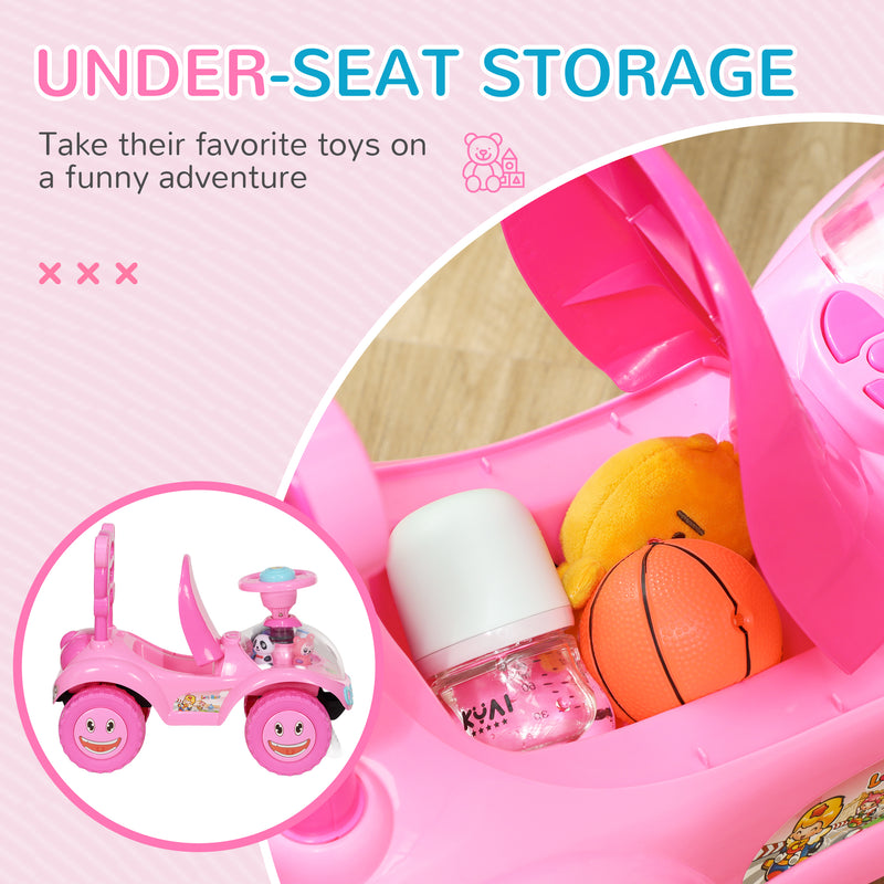 AIYAPLAY Ride on Toy, Foot to Floor Design with Music, Light, Horn, Pink