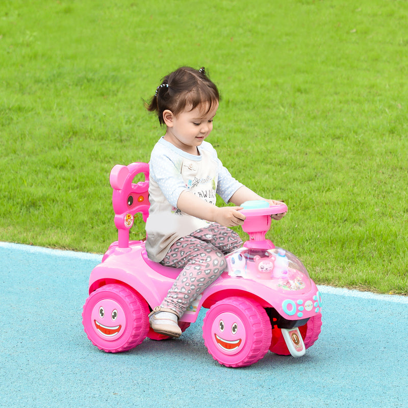 AIYAPLAY Ride on Toy, Foot to Floor Design with Music, Light, Horn, Pink