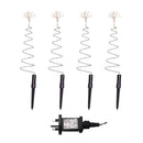 30cm Set of 4 Light up Silver Christmas Tree Garden Path Lights with 200 Warm White LEDs
