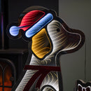 78cm Infinity Light up Standing Dog Christmas Decoration with Warm White & Red LEDs on Metal Base