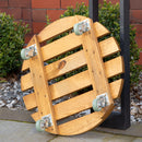 50cm Heavy Duty Traditional Wooden Plant Stand Trolley On Metal Castor Wheels