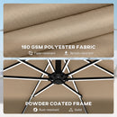 Outsunny 3 M Garden Cantilever Parasol With Solar Light, Rotation, Khaki