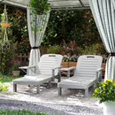 Outsunny Set of 2 Resin Reclining Sun Loungers for Garden