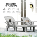 Outsunny Set of 2 Resin Reclining Sun Loungers for Garden