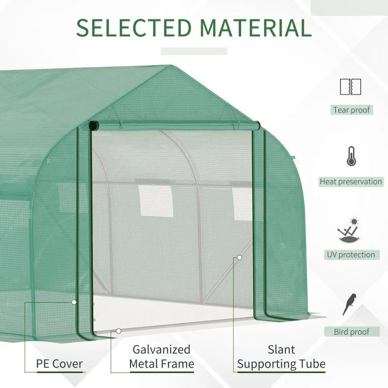 Outsunny Greenhouse Polytunnel 3.5x3x2m - Green