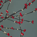 6ft (1.8m) Light up Black Christmas Twig Tree with Red Berries & Warm White LEDs